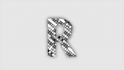 Pixel letter R with alpha channel, alphabet Stock Footage 285949313