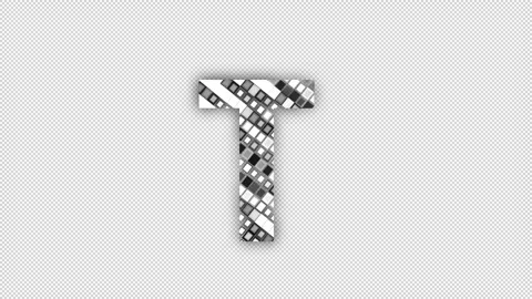Pixel letter T with alpha channel, alphabet Stock Footage 285949344