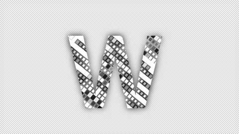 Pixel letter W with alpha channel, alphabet Stock Footage 285949401