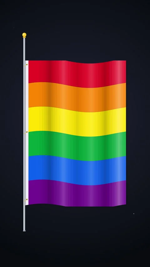 Pixel lgbtq rainbow flag waving animation loop Stock Footage 346543850