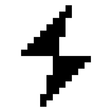 Pixel lightning bolt retro icon. Thunder symbol. Lightning strike vector Stock Illustration