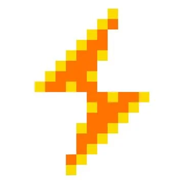 Pixel lightning bolt retro icon. Thunder symbol. Lightning strike vector  Stock Illustration