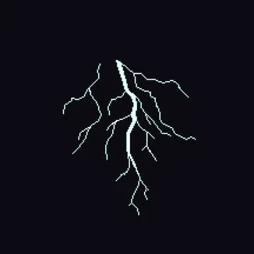 Pixel lightning effect. 8-bit style electric discharge, pixelated electrici.. Ilustración de archivo