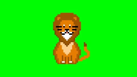 Pixel lion animation Stock Footage 237811180