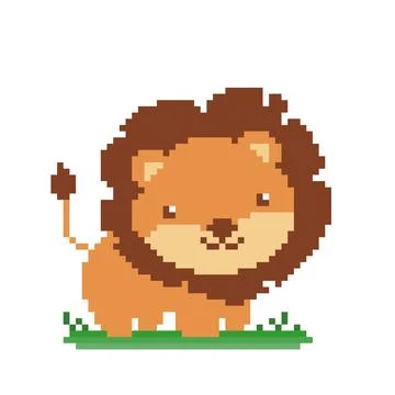 Pixel lion image for 8 bit game assets Illustrazione stock