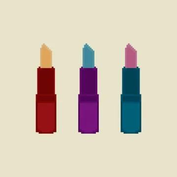 Pixel lipstick icon. Stock Illustration