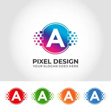 A Pixel Logo Design Concept Stock Illustration