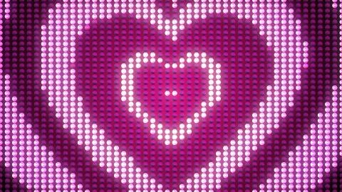 A pixel-looking 3d illustration of three shining hearts put into each other.  Stock Illustration