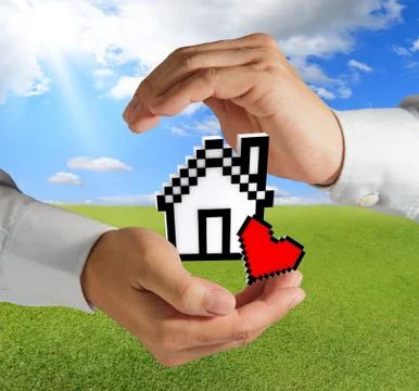 Pixel love house Stock Illustration