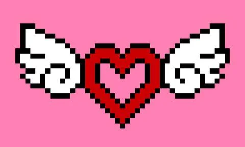 Pixel love with wing. Love pattern vector Illustration of pixel art. イラスト素材