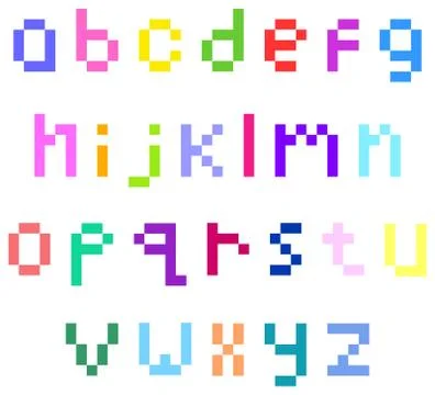 Pixel lower case alphabet Stockillustratie