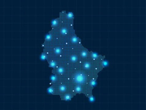 Pixel Luxembourg map Stock Illustration
