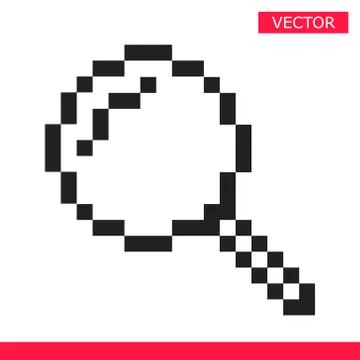 Pixel magnifier icon sign cursor vector illustration flat style design isolated Illustrazione stock