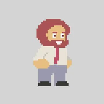 Pixel man character in art style Stock Illustration
