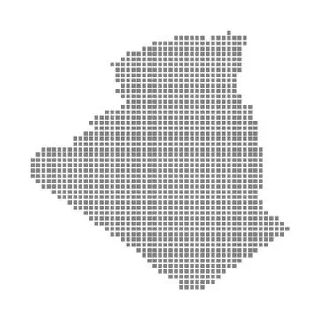 Pixel map of Algeria. Vector dotted map of Algeria isolated on white backgrou Stock Illustration