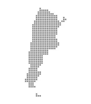 Pixel map of Argentina. Vector dotted map of Argentina isolated on white back Stock Illustration