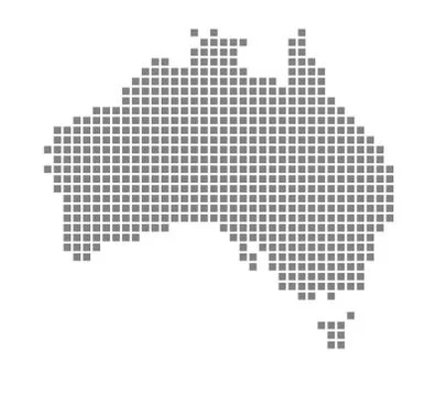 Pixel map of Australia. Vector dotted map of Australia isolated on white back Illustrazione stock
