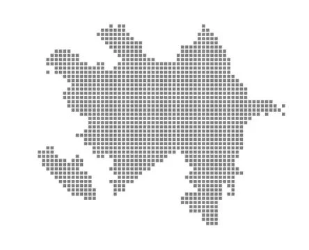 Pixel map of Azerbaijan. Vector dotted map of  isolated on white background.  Illustrazione stock