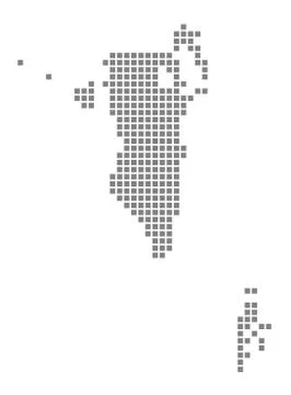 Pixel map of Bahrain. Vector dotted map of Bahrain isolated on white backgrou Stock Illustration
