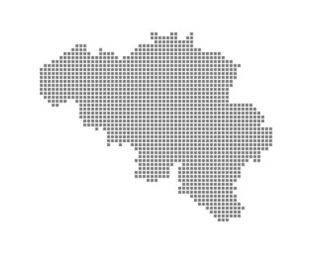 Pixel map of Belgium. Vector dotted map of Belgium isolated on white backgrou Illustrazione stock