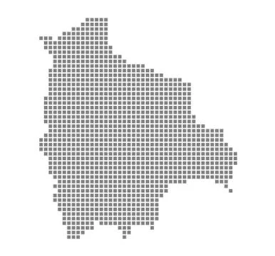 Pixel map of Bolivia. Vector dotted map of Bolivia isolated on white backgrou Stock Illustration
