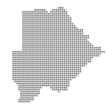 Pixel map of Botswana. Vector dotted map of Botswana isolated on white backgr Ilustração Stock