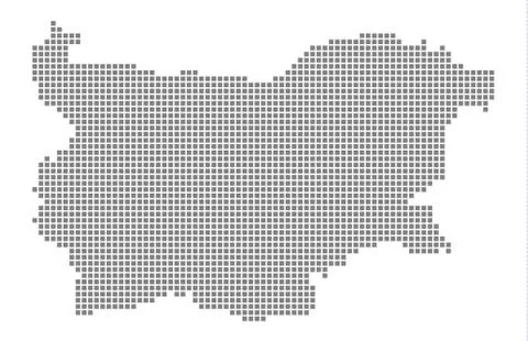 Pixel map of Bulgaria. Vector dotted map of Bulgaria isolated on white backgr Stock Illustration