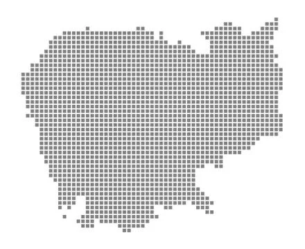 Pixel map of Cambodia. Vector dotted map of Cambodia isolated on white backgr Stock Illustration