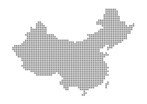 Pixel map of China. Vector dotted map of China isolated on white background.  스톡 일러스트