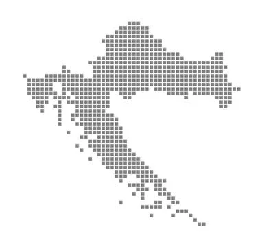 Pixel map of Croatia. Vector dotted map of Croatia isolated on white backgrou Illustrazione stock