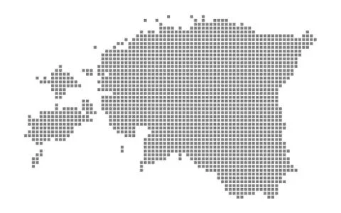 Pixel map of Estonia. Vector dotted map of Estonia isolated on white backgrou Illustrazione stock