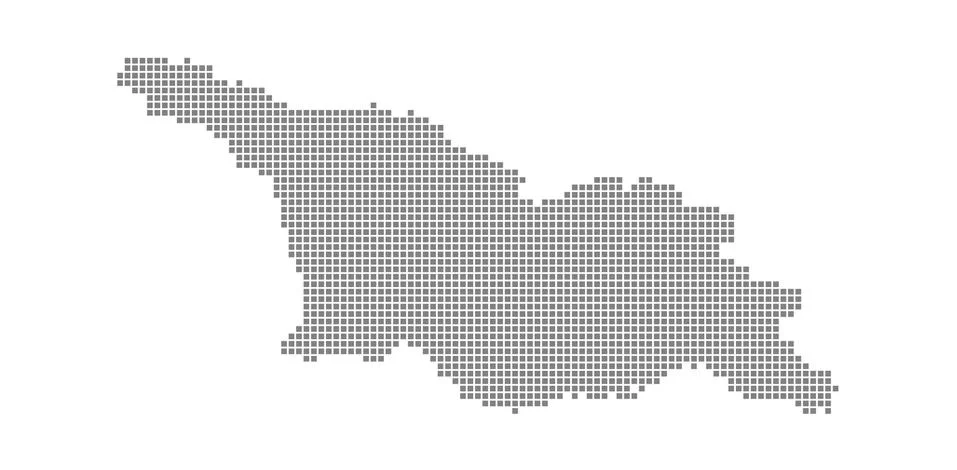 Pixel map of Georgia. Vector dotted map of Georgia isolated on white backgrou Illustrazione stock