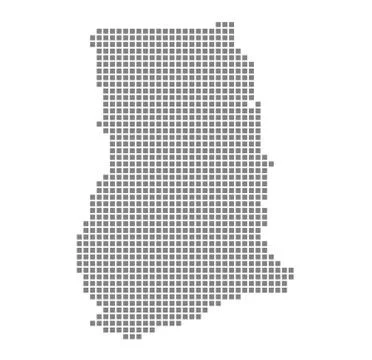 Pixel map of Ghana. Vector dotted map of Ghana isolated on white background.  스톡 일러스트