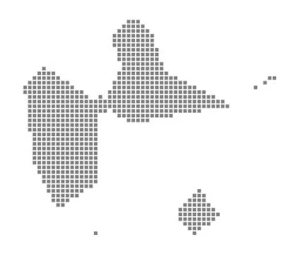 Pixel map of Guadeloupe. Vector dotted map of Guadeloupe isolated on white ba Illustrazione stock