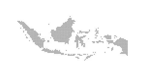 Pixel map of Indonesia. Vector dotted map of Indonesia isolated on white back Stock Illustration