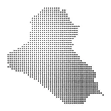 Pixel map of Iraq. Vector dotted map of Iraq isolated on white background. Ab Illustrazione stock