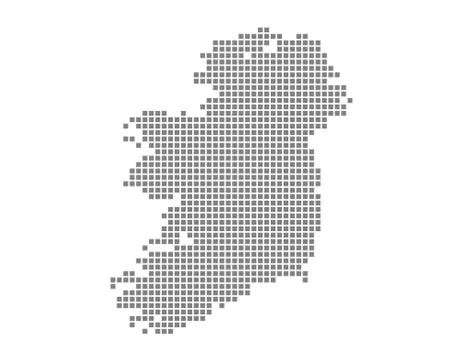 Pixel map of Ireland. Vector dotted map of Ireland isolated on white backgrou 스톡 일러스트