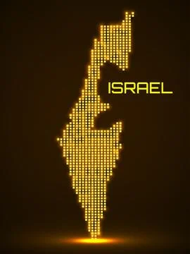 Pixel map of Israel glowing style. Vector illustration Stock Illustration