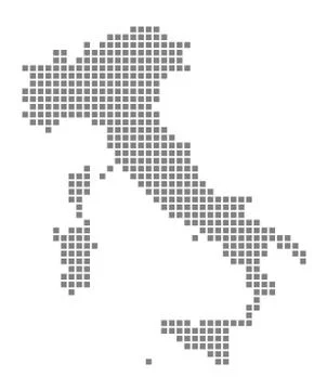 Pixel map of Italy. Vector dotted map of Italy isolated on white background.  イラスト素材