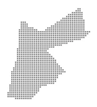 Pixel map of Jordan. Vector dotted map of Jordan isolated on white background Illustrazione stock