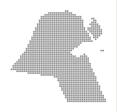 Pixel map of Kuwait. Vector dotted map of Kuwait isolated on white background Ilustración de archivo