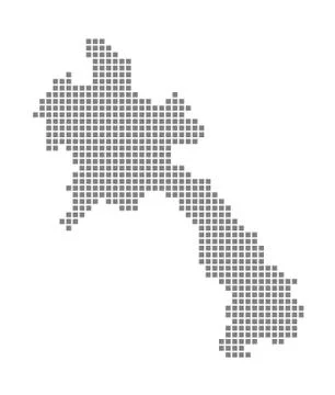 Pixel map of Laos. Vector dotted map of Laos isolated on white background. Ab Illustrazione stock