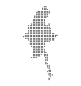 Pixel map of Myanmar. Vector dotted map of Myanmar isolated on white backgrou Illustrazione stock