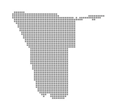 Pixel map of Namibia. Vector dotted map of Namibia isolated on white backgrou Stock Illustration