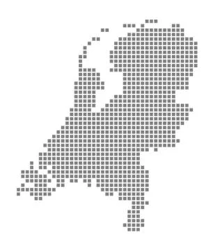 Pixel map of Netherlands. Vector dotted map of Netherlands isolated on white  Stock Illustration