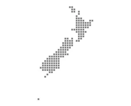 Pixel map of New Zealand. Vector dotted map of New Zealand isolated on white  스톡 일러스트