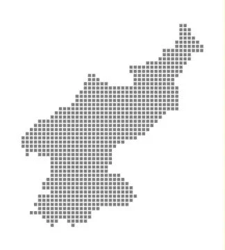 Pixel map of North Korea. Vector dotted map of North Korea isolated on white  Stock Illustration