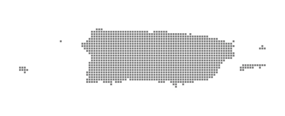 Pixel map of Puerto Rico. Vector dotted map of Puerto Rico isolated on white  Stock Illustration
