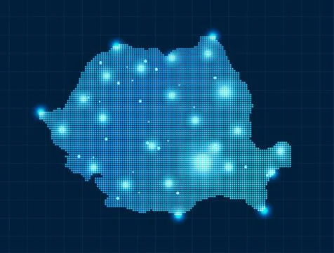 Pixel map of Romania Stock Illustration