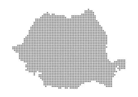 Pixel map of Romania. Vector dotted map of Romania isolated on white backgrou Stock Illustration